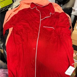 Auden Red Sleepwear Top with White Trim